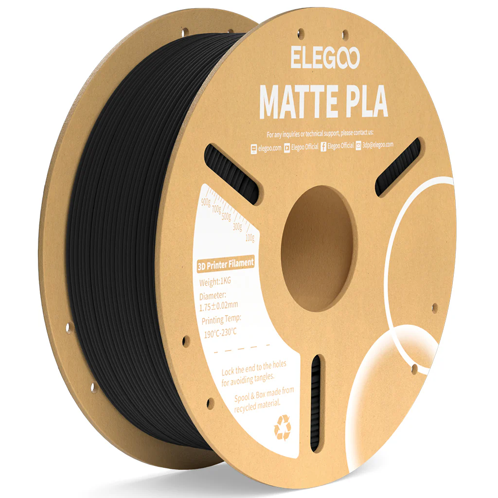 Elegoo PLA Matte - Black - 3D Filament 1.75mm, 1kg