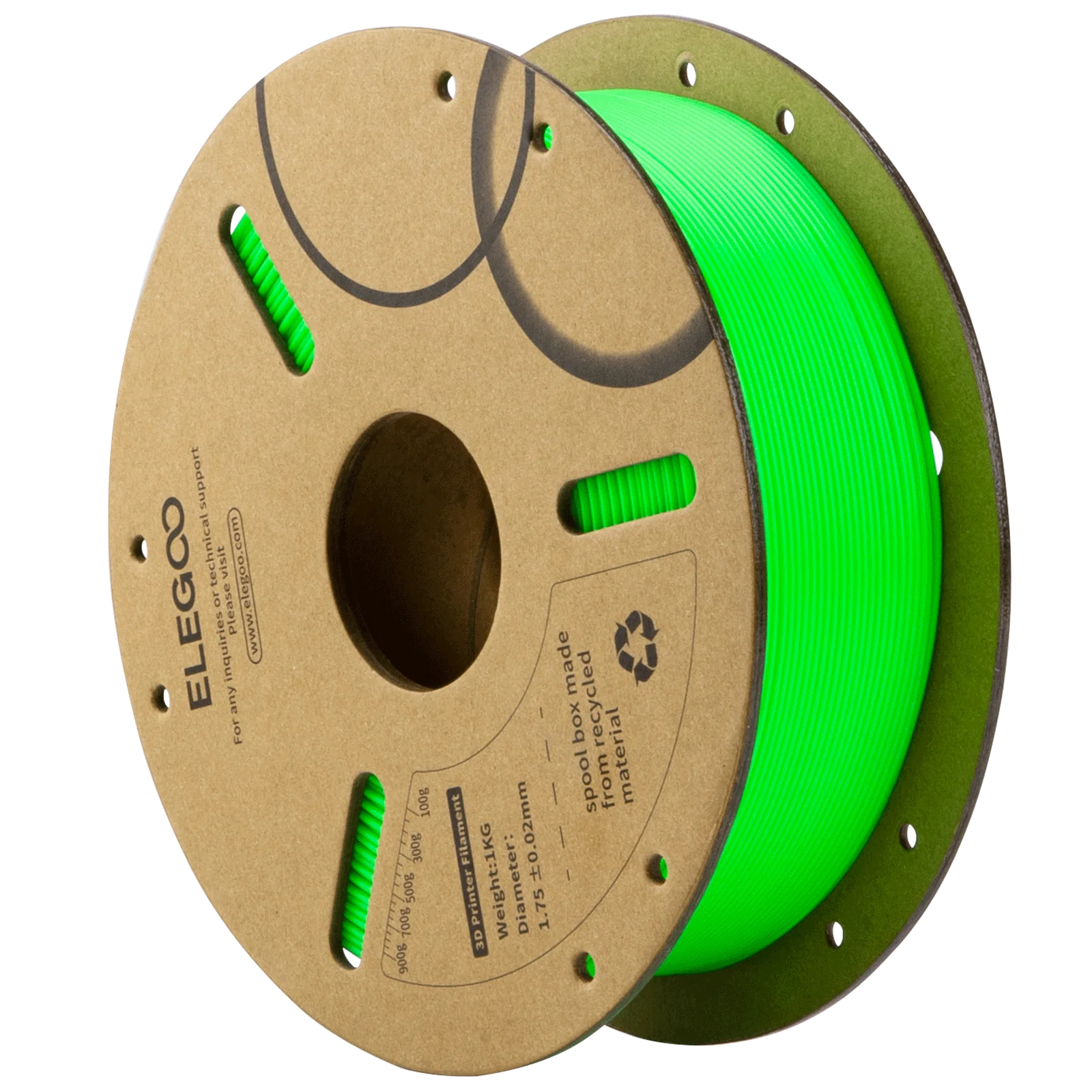 Elegoo PLA+ - Green - 3D Filament 1.75mm, 1kg