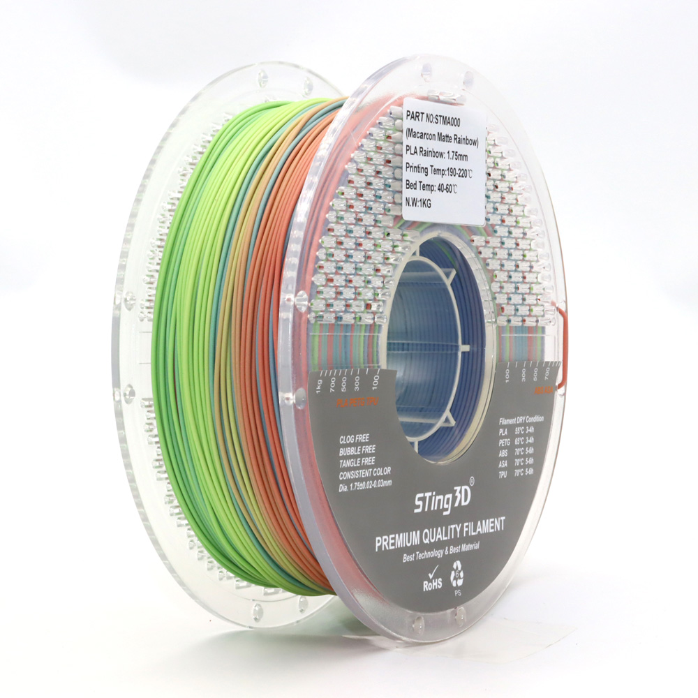 Sting3D PLA Matte Fast Change Rainbow - 3D Filament 1.75mm, 1kg