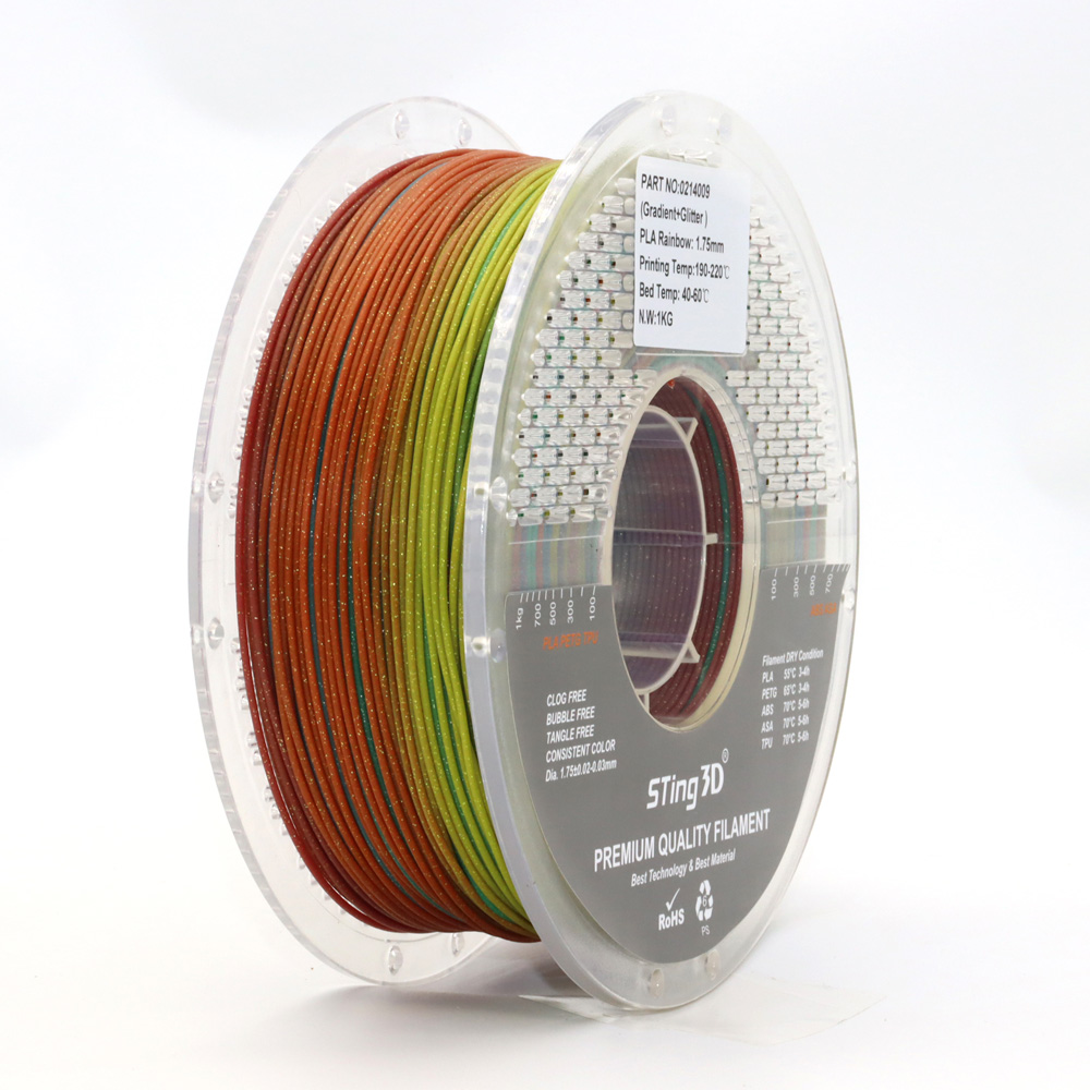 Sting3D PLA Rainbow + Glitter - 3D Filament 1.75mm, 1kg