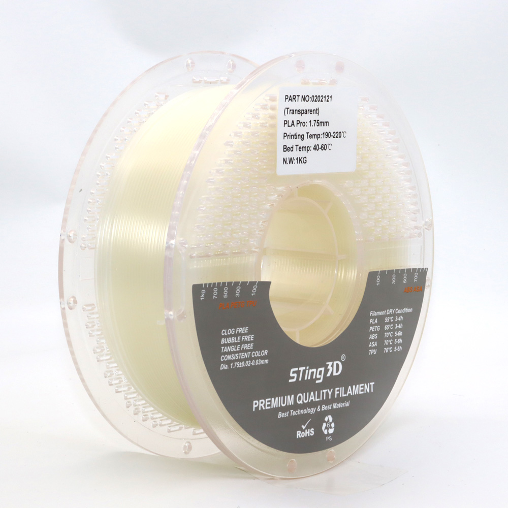 Sting3D PLA Pro - Transparent - 3D Filament 1.75mm, 1kg