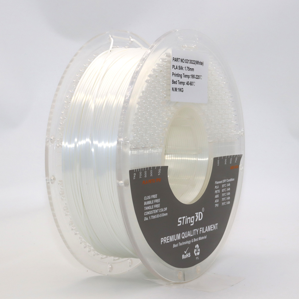 Sting3D PLA Silk - White - 3D Filament 1.75mm, 1kg