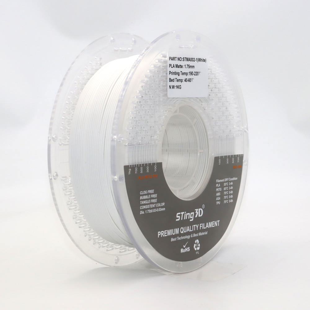 Sting3D PLA Matte - White - 3D Filament 1.75mm, 1kg