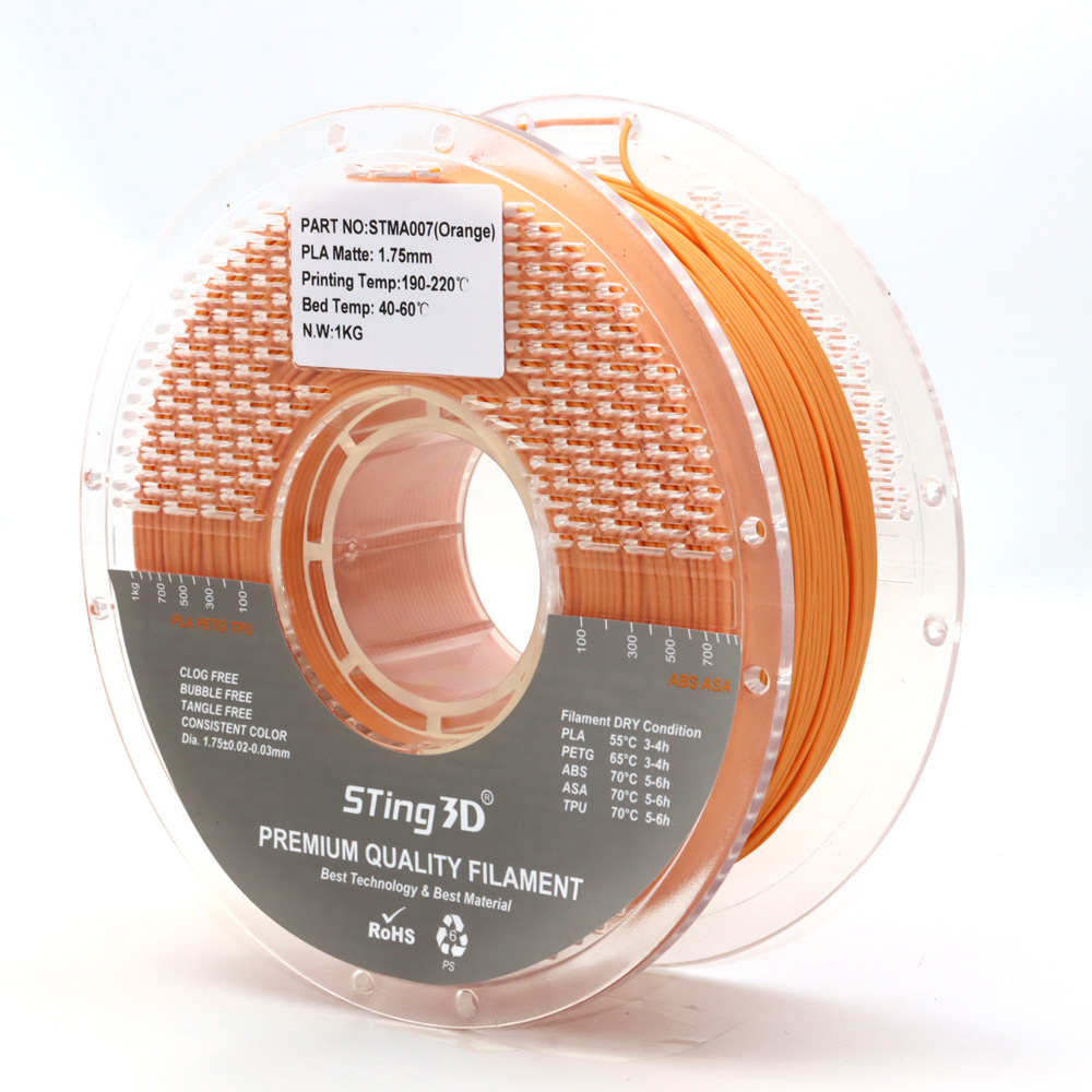 Sting3D PLA Matte - Orange - 3D Filament 1.75mm, 1kg