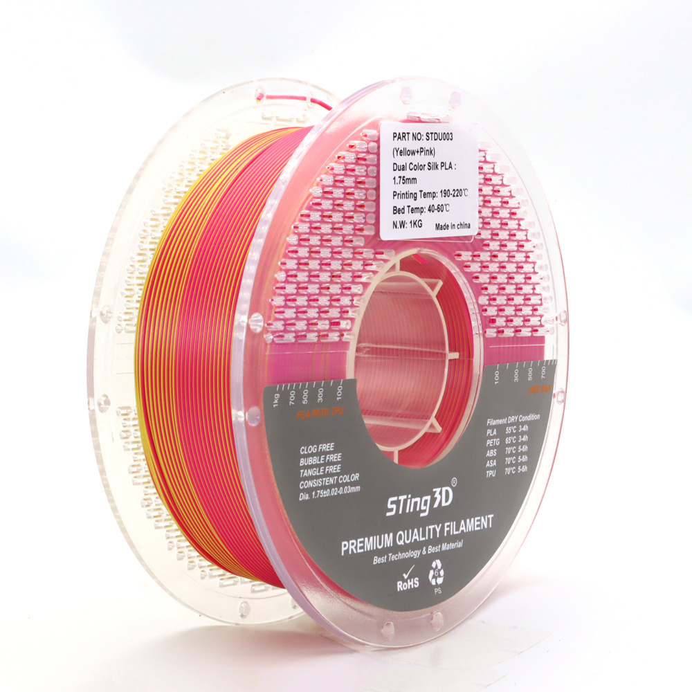 Sting3D PLA Silk Dual Color - Yellow + Pink - 3D Filament 1.75mm, 1kg