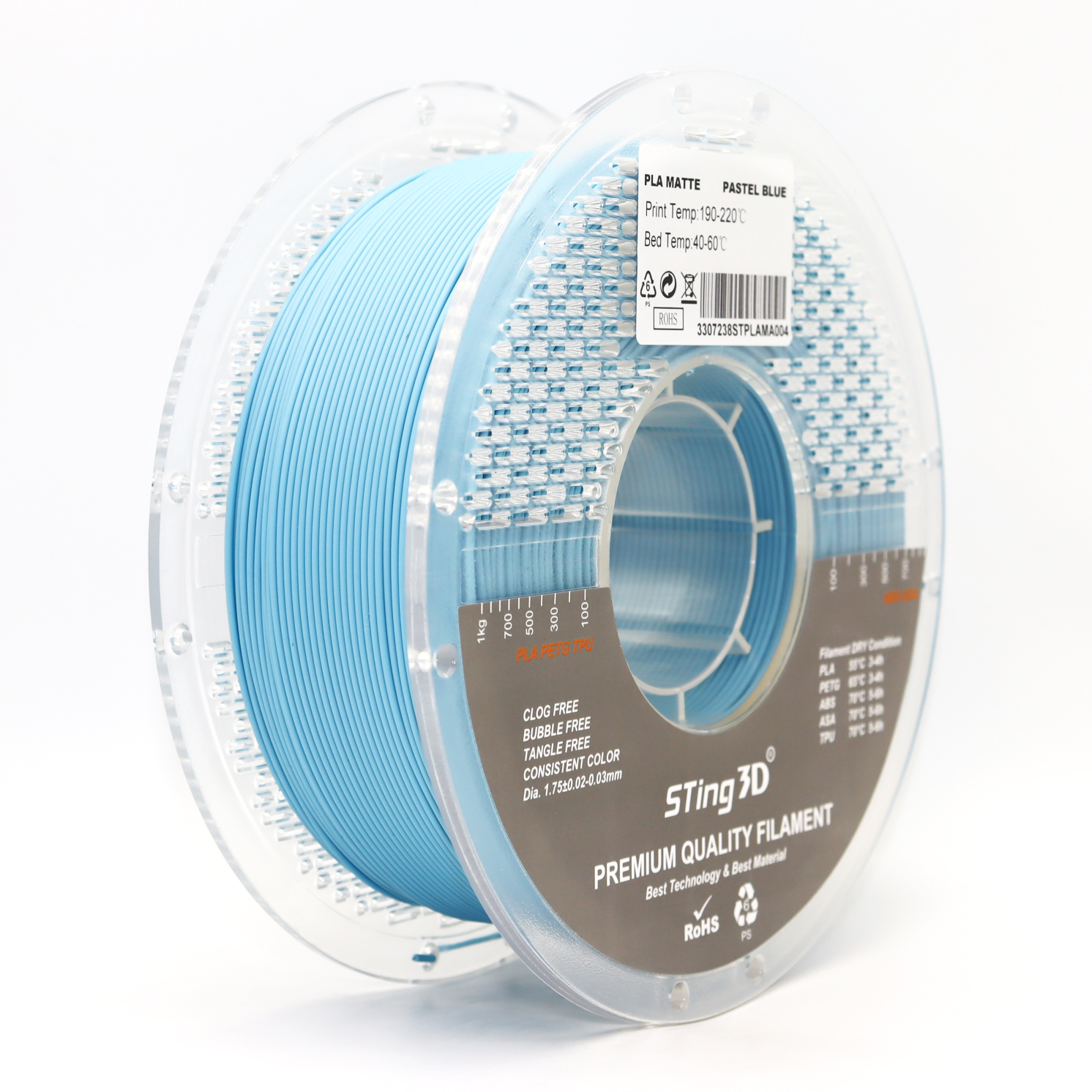 Sting3D PLA Pastel Matte - Pastel Blue - 3D Filament 1.75mm, 1kg