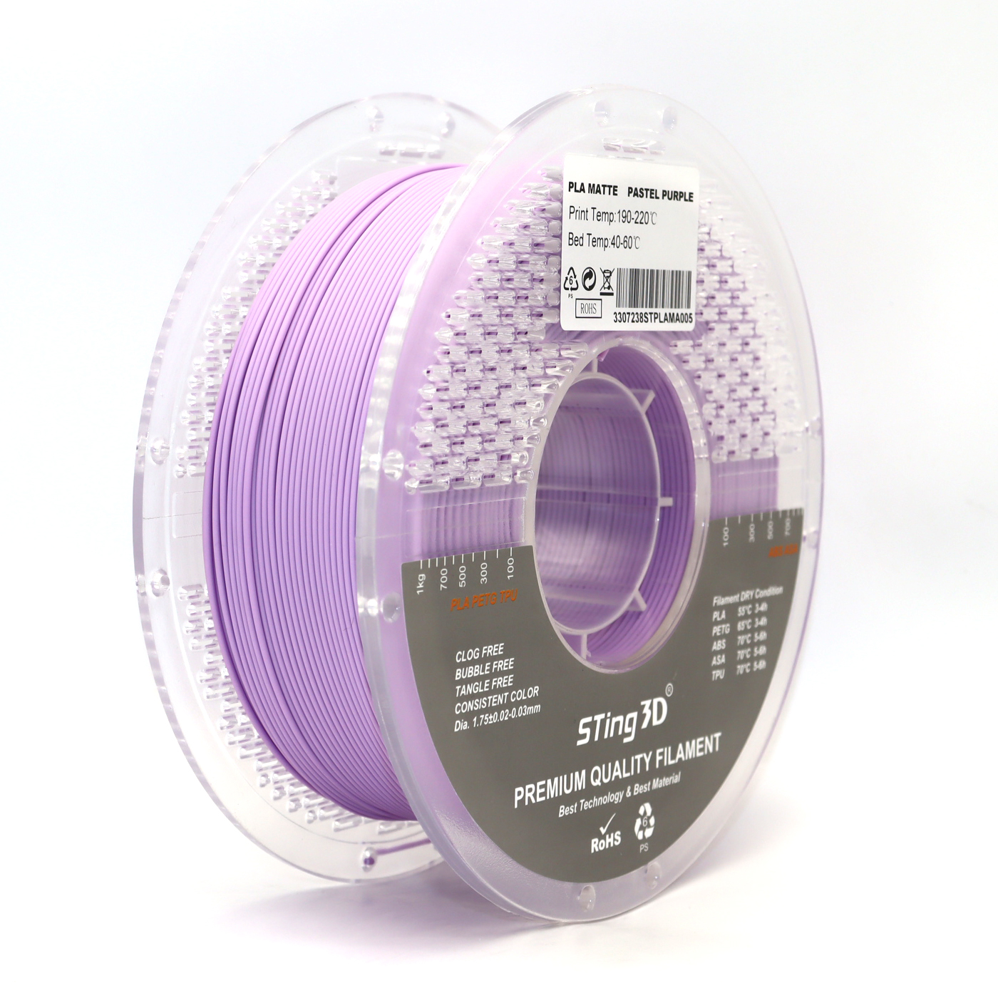 Sting3D PLA Pastel Matte - Pastel Purple - 3D Filament 1.75mm, 1kg