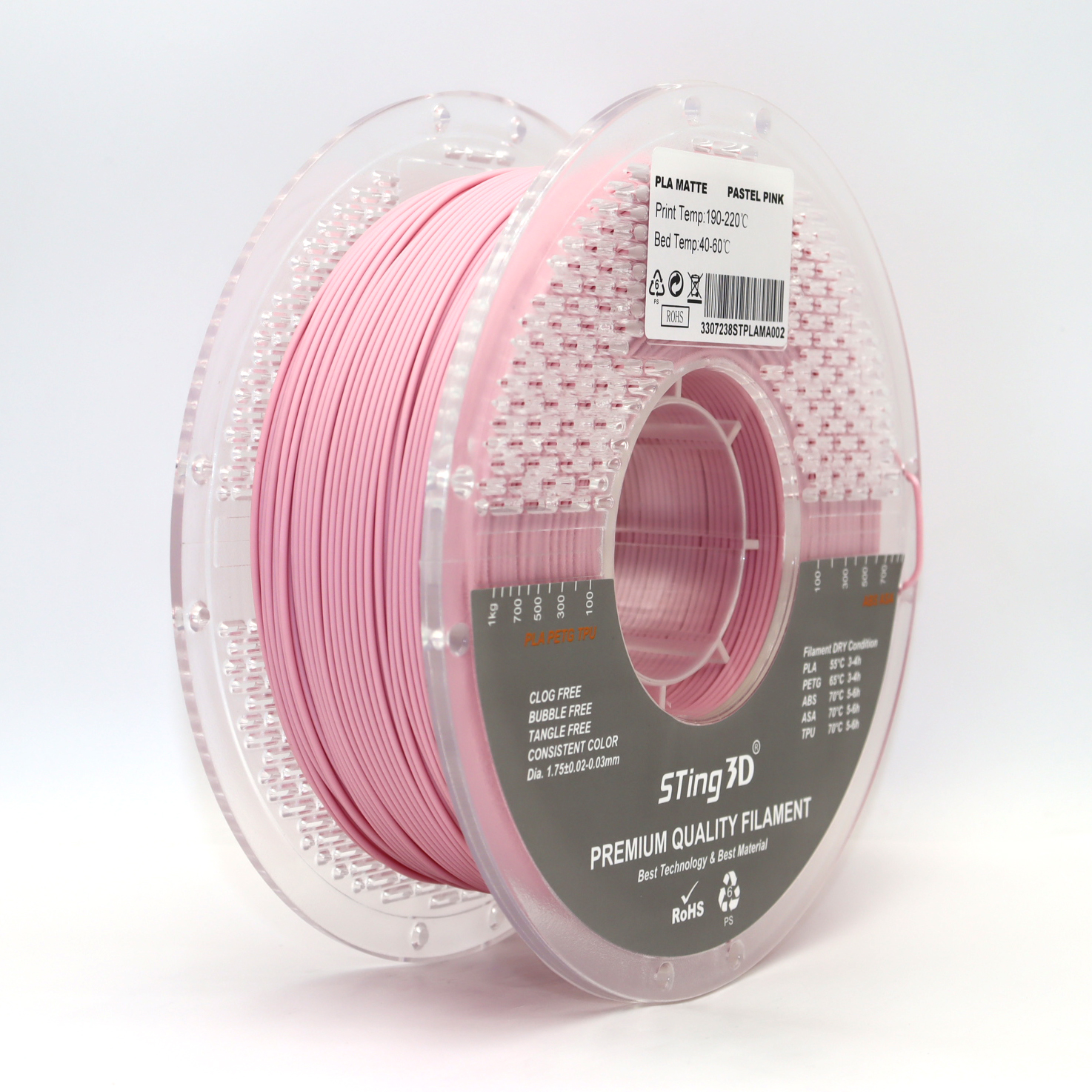 Sting3D PLA Pastel Matte - Pastel Pink - 3D Filament 1.75mm, 1kg