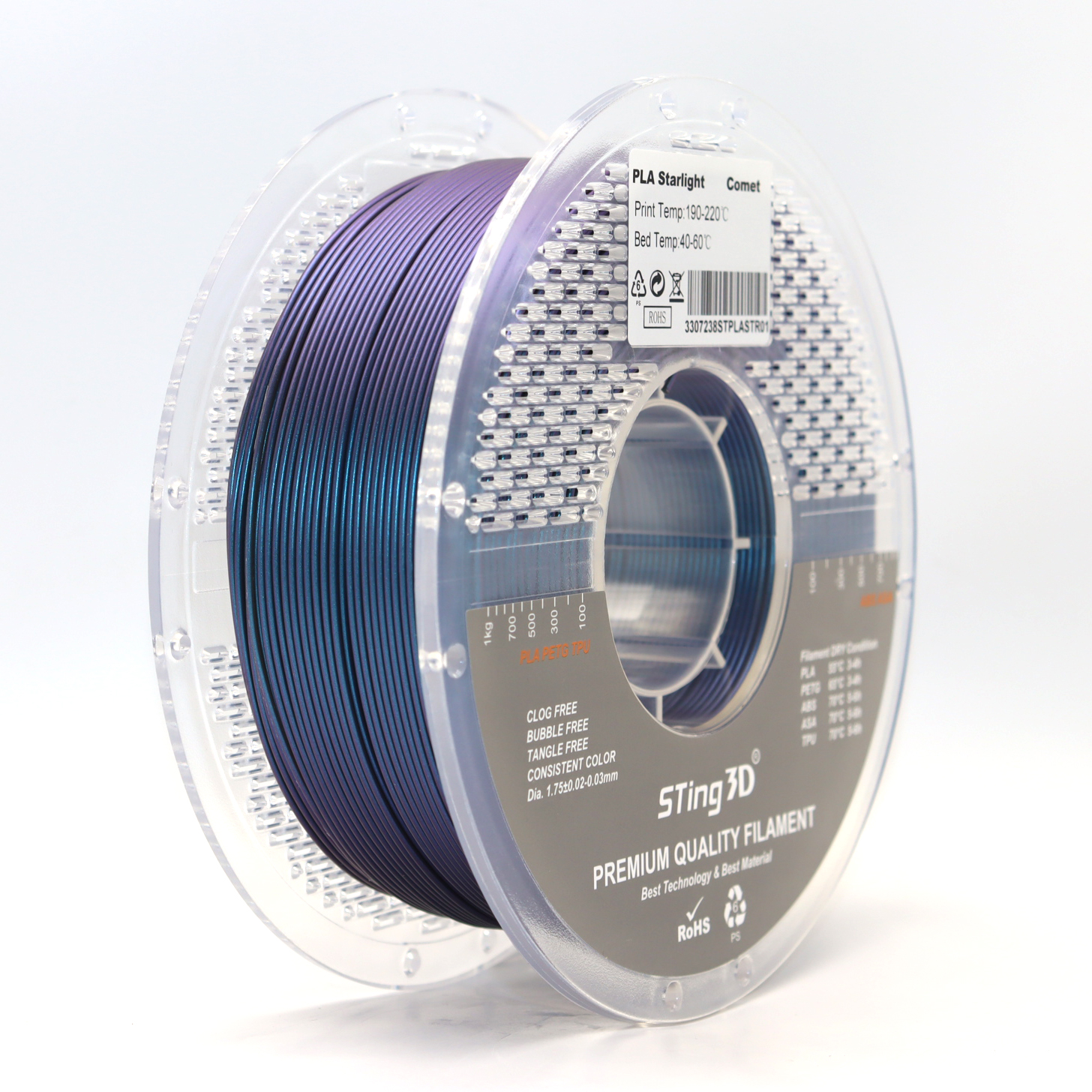 Sting3D PLA Starlight - Burnt Titanium - 3D Filament 1.75mm, 1kg