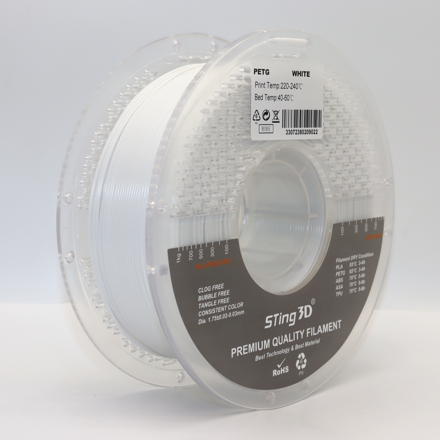 Sting3D PETG Pro - White - 3D Filament 1.75mm, 1kg