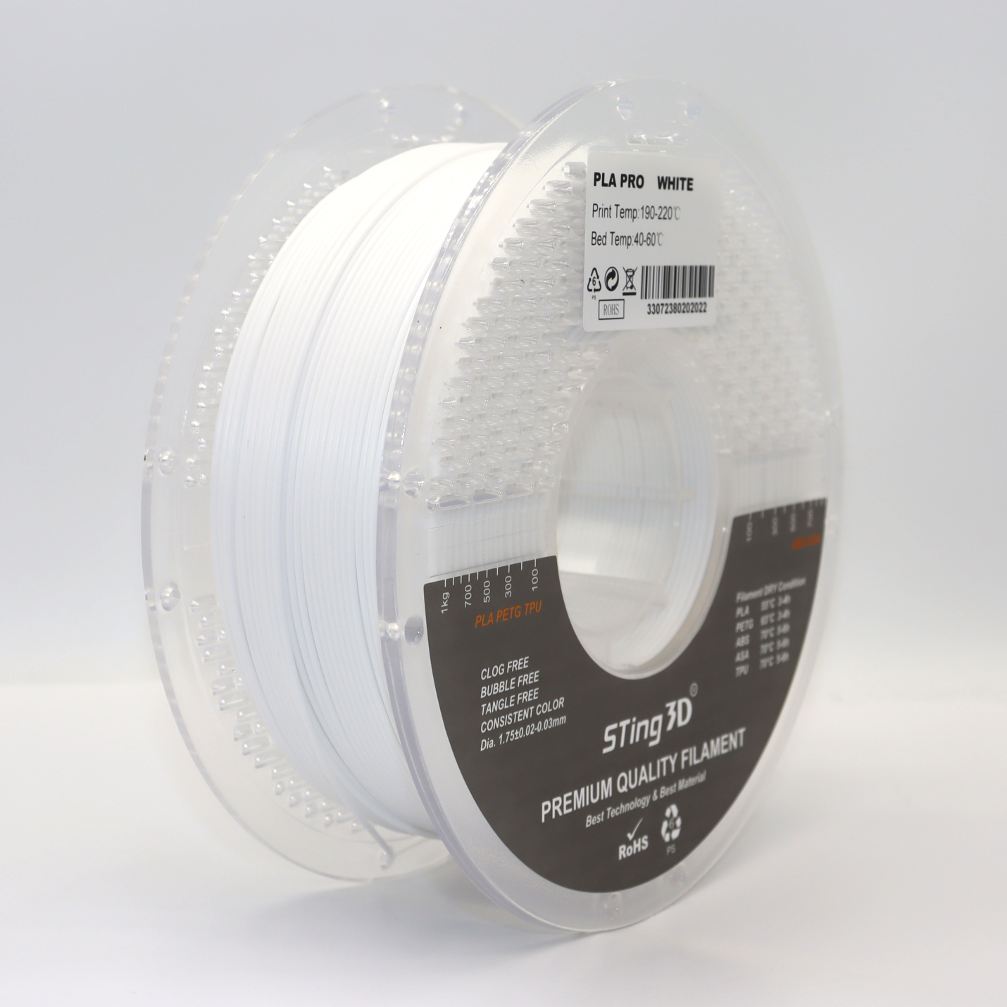 Sting3D PLA Pro - White - 3D Filament 1.75mm, 1kg