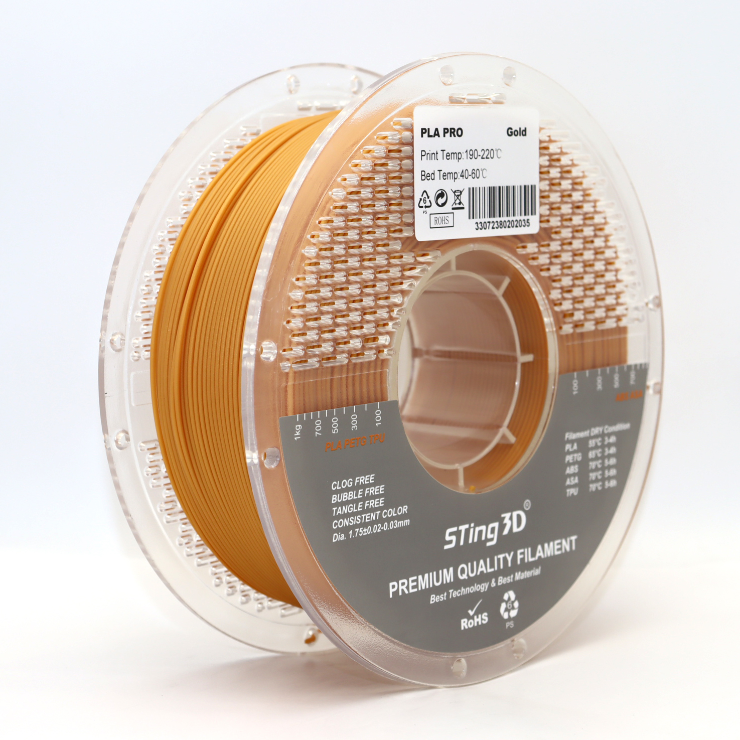 Sting3D PLA Pro - Gold - 3D Filament 1.75mm, 1kg