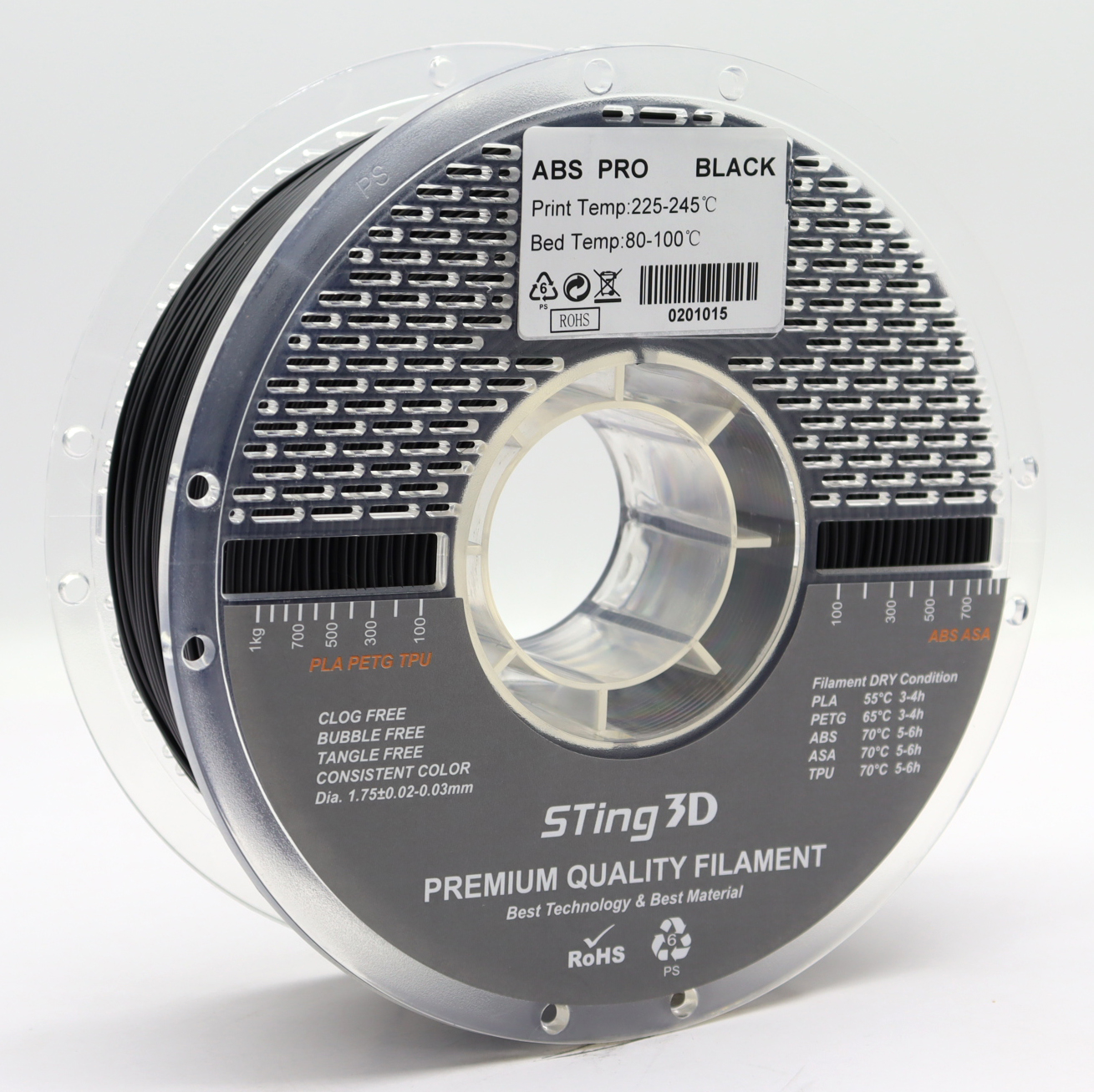 Sting3D ABS Pro - Black - 3D Filament 1.75mm, 1kg