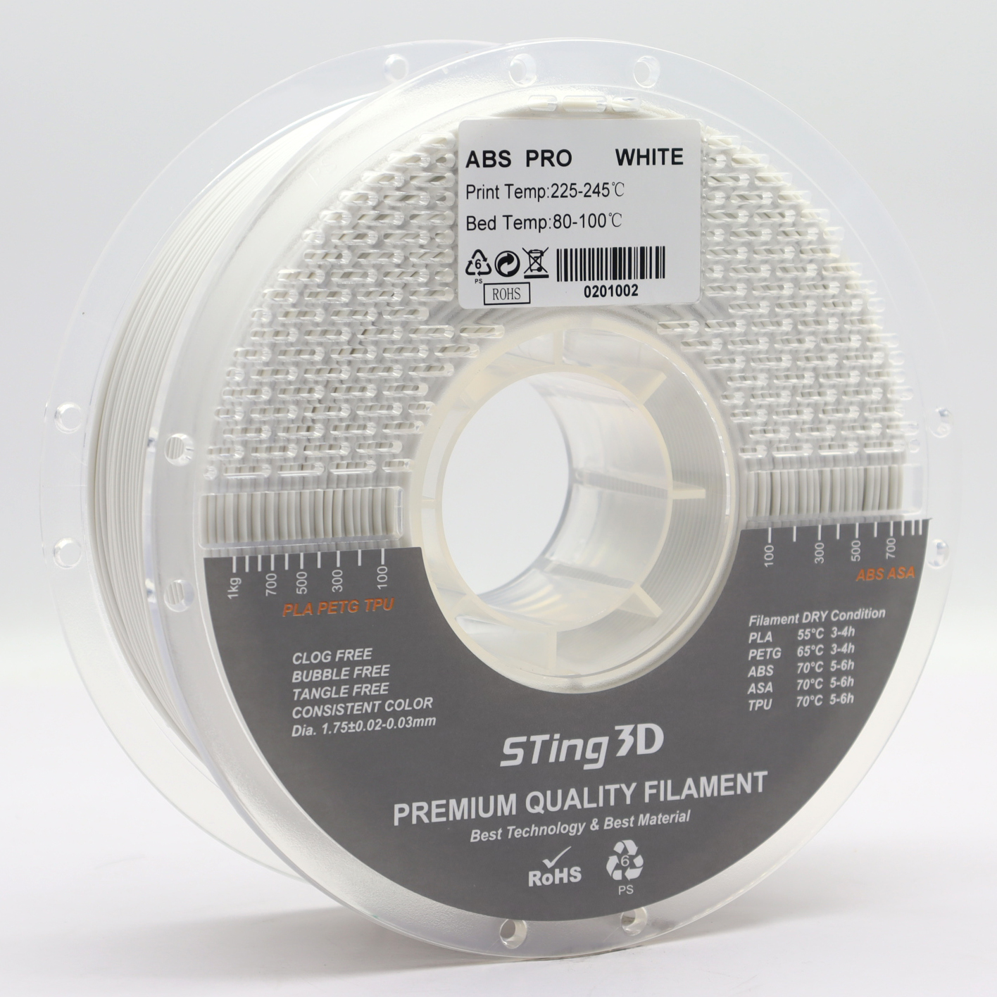 Sting3D ABS Pro - White - 3D Filament 1.75mm, 1kg